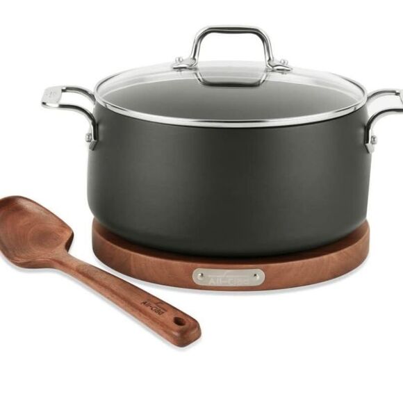 All-Clad HA1 Nonstick 6QT Dutch Oven w/Lid, Acacia Wood Trivet, & Spoon - Picture 1 of 9